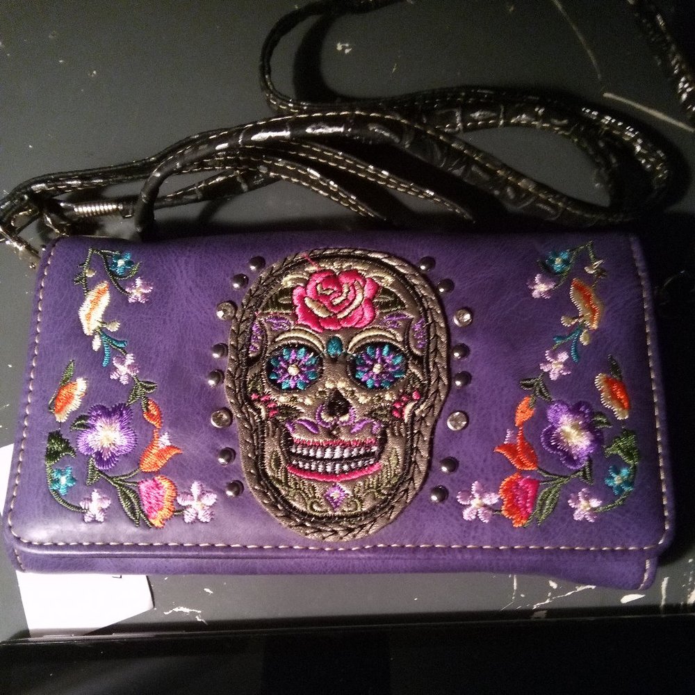 Sugar Skull Floral Wallet Purse